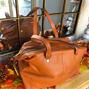 NWT J Crew Bristol Convertible Satchel in Pebbled Leather, Saddle